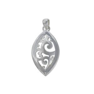 Vintage SU Thailand Sterling Silver 925 Marquise Open Scrollwork Pendant